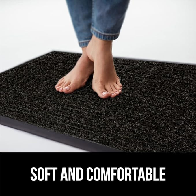 GORILLA GRIP Traffic Guard Door Mat, 70x24, Heavy Duty Welcome Mats, Commercial Office Space Doormat, Waterproof, Fade Resistant, Strong Rubber Backing, Low Profile, Shoe and Boot Scraper, Jet Black