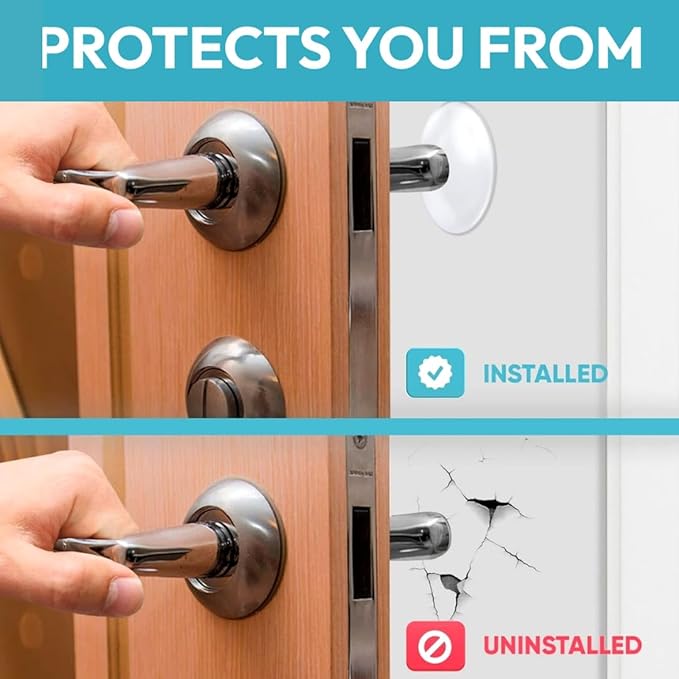 Strongest Home Door Wall Protector Clear Bumpers (Set of 20) – 2 Inch Silicone Adhesive Pads for Wall and Door Handle Protection, Noise Dampening