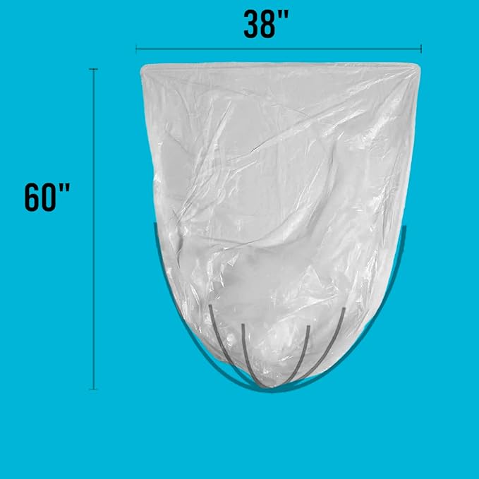 55-60 Gallon Trash Bags, 50 Count Bulk, Heavy Duty Clear Plastic Recycling Bags, Multi-purpose Garbage Bags for home Commercial, Outdoor, Construction, Industrial, Lawn, Leaf