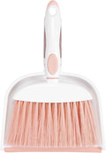 NACENA Small Dust Pan and Brush Set, Mini Broom and Dustpan Set Small Hand Broom and Brush Combo Dust Pan with Teeth for Home Cleaning Drawers Desktop Sofas Pet Care and Outdoor, Pink
