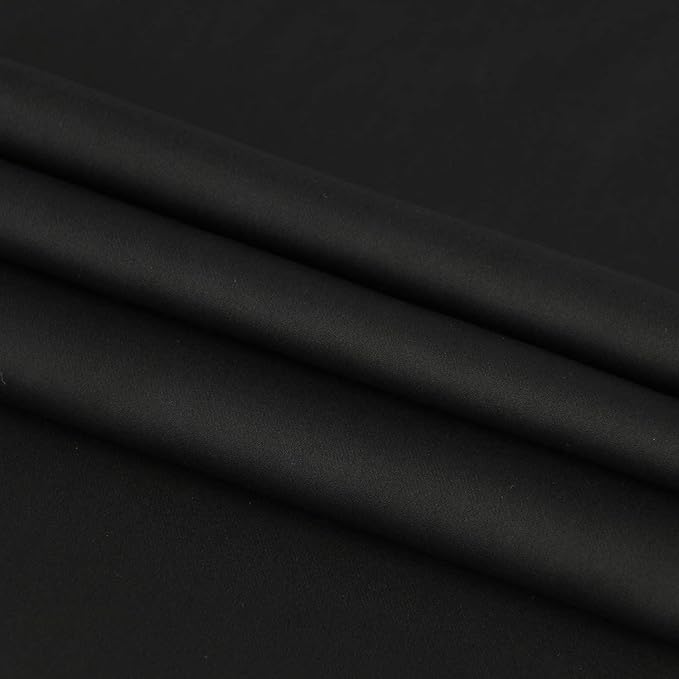 DWCN French Door Curtain - Rod Pocket Thermal Blackout Panel for Glass Window, Kitchen and Patio - Privacy, 54 X 80 Inches Long, 1 Panel With Tieback, Black