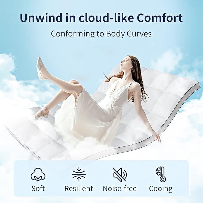 Mattress Topper California King Mattress Pad Cover Mattress Protector with 8-21 Inch Deep Pocket Overfilled Down Alternative Filling