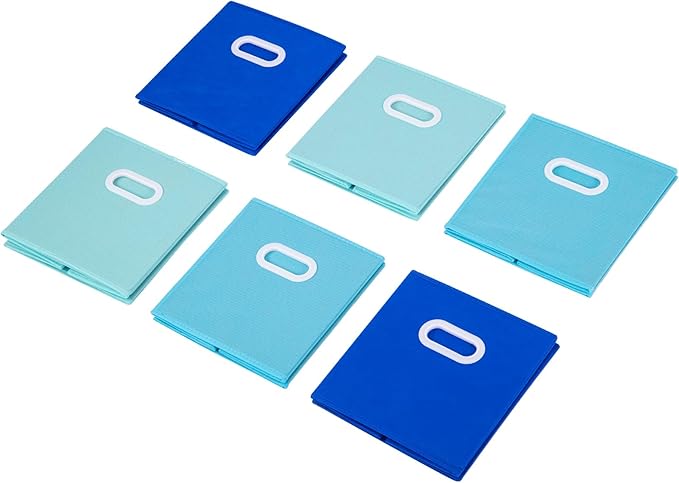 Stero Fabric Storage Cubes Bins, 13 inch Fun Colored Foldable Storage Baskets with Dual Plastic Handle for Home, Kids Room, Closet and Toys Organization, Multi Colored, Set of 6