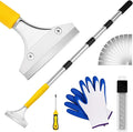 DIYSELF Scraper Tool 5.4ft (65in) Adjustable Floor Scraper Long Handle Heavy Duty Paint Scraper 4 Inch Razor Blade Scraper for Windows Glass Cleaning Shower Gum Tile Scraper Ceiling Scraper