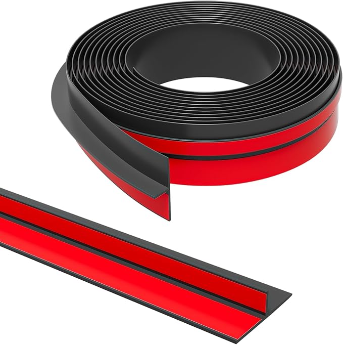 T-Shaped Door Draft Stopper, 1.37 in x 40 Ft Silicone Seal Strip for Windows Gaps, Weather Stripping Seal Stripg Shower Sweep, Black