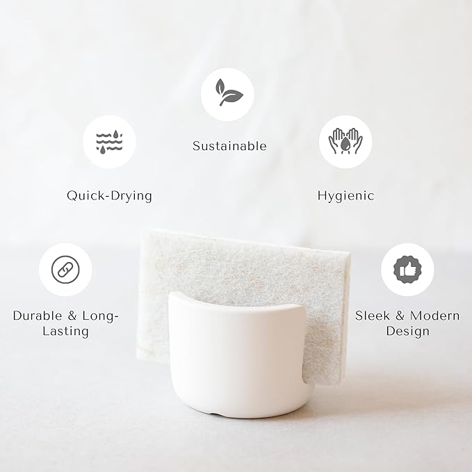 Selegna Diatomite Sponge Holder - Quick Dry Kitchen Sink Organizer - Fast Absorbing Stone Drying Caddy -Dish Sponge Holder for Kitchen Sink, Diatomaceous Earth Sponge Holder (Brown, Large)