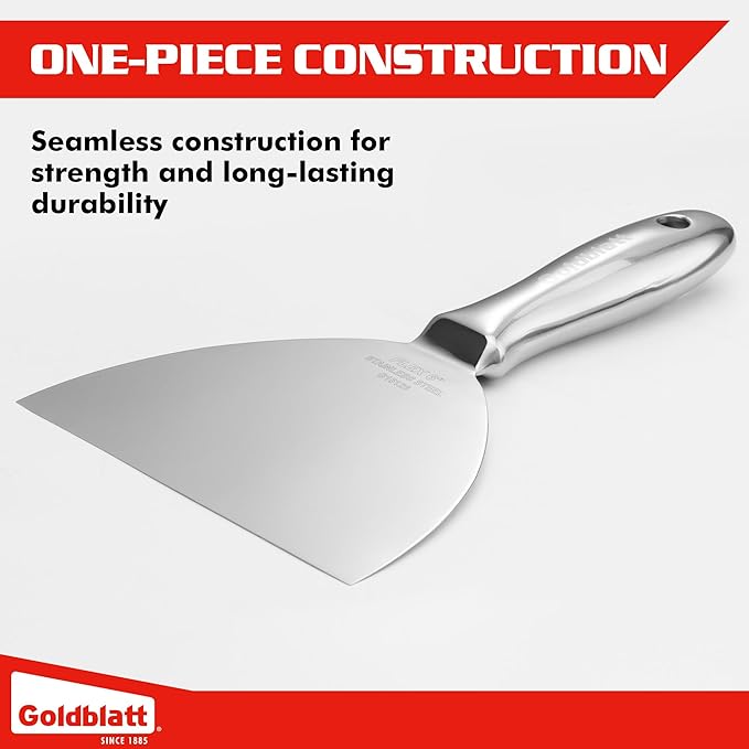 Goldblatt 3-Pack Putty Knife Set(4",5",6"), One-Piece Paint Scraper Tool, All Stainless Steel Joint Knife, Flexible Blade, Seamless Design, Ergonomic Grip - for Drywall Repairing, Finishing, Scraping