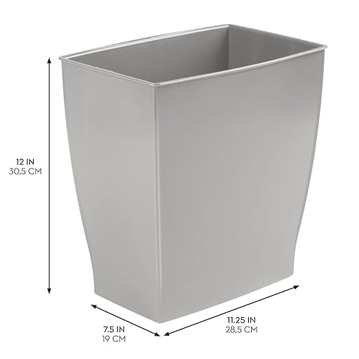 iDesign Small Bathroom Trash Set of 4-Gray Mono Rectangular Can M4