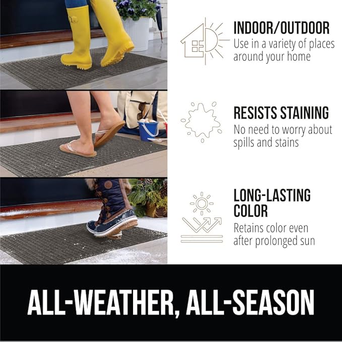 GORILLA GRIP Front Door Mat, 47x35, Indoor Outdoor Ultra Absorbent HydroAbsorb Doormat, Absorbs Up to 6 Cups of Water, Stain and Fade Resistant, Rubber Backing Doormats, Captures Dirt, Charcoal