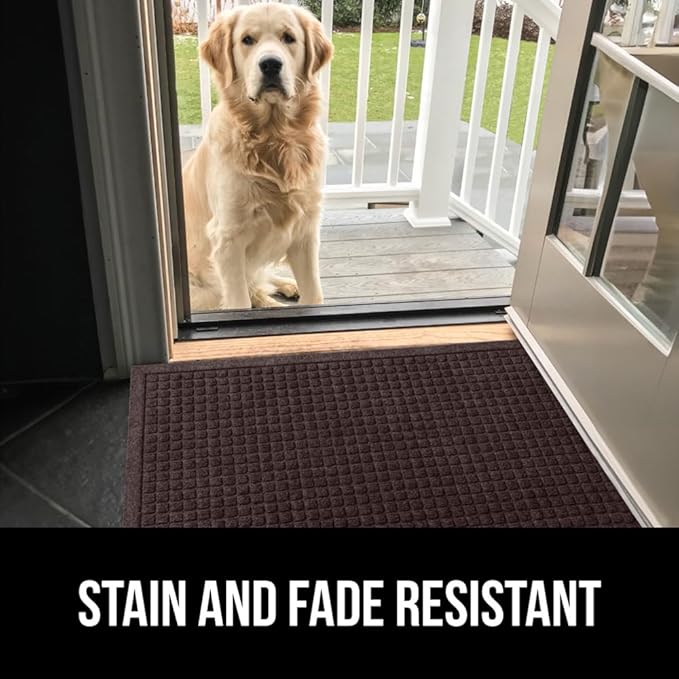 GORILLA GRIP Front Door Mat, Indoor Outdoor Ultra Absorbent HydroAbsorb Doormat, Absorbs Up to 1.7 Cups of Water, Stain and Fade Resistant, Rubber Backing Doormats, Captures Dirt, 29x17 Coffee