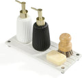 Instant Dry Sink Caddy Kitchen Sink Organizer, Quick Drying Stone Tray Diatomite Sponge Holder Soap Dish, Bathroom Countertop Fast Dry Water Absorbing Vanity Rack, Beige,12" x 5"