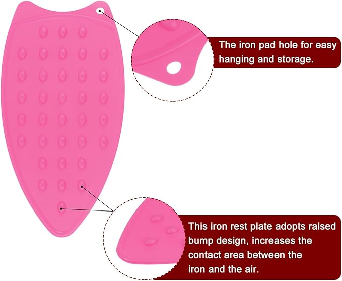 HARFINGTON 2pcs Silicone Iron Rest Pad, Multipurpose Iron Hot Resistant Mat Iron Rest Plate for Ironing Board Hot Heat Resistant Steam Compact Mat, Fuchsia/Yellow