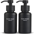 MaisoNovo Glass Foaming Soap Dispenser 14 Oz | Black Glass Black Pumps x 2