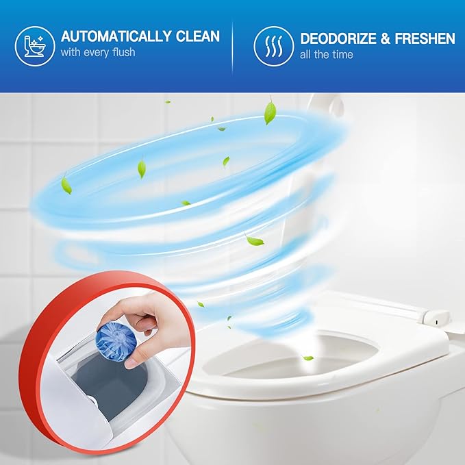 Vacplus Toilet Bowl Cleaners - 20 Pack Long-Lasting Toilet Cleaner Tablets, Prevent Stains & Deodorize, Blue