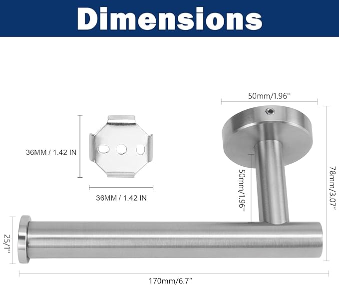 NearMoon Bathroom Toilet Paper Holder, Premium SUS304 Stainless Steel Rustproof Wall Mounted Toilet Roll Holder for Bathroom, Kitchen (2 Pack, Brushed Nickel)