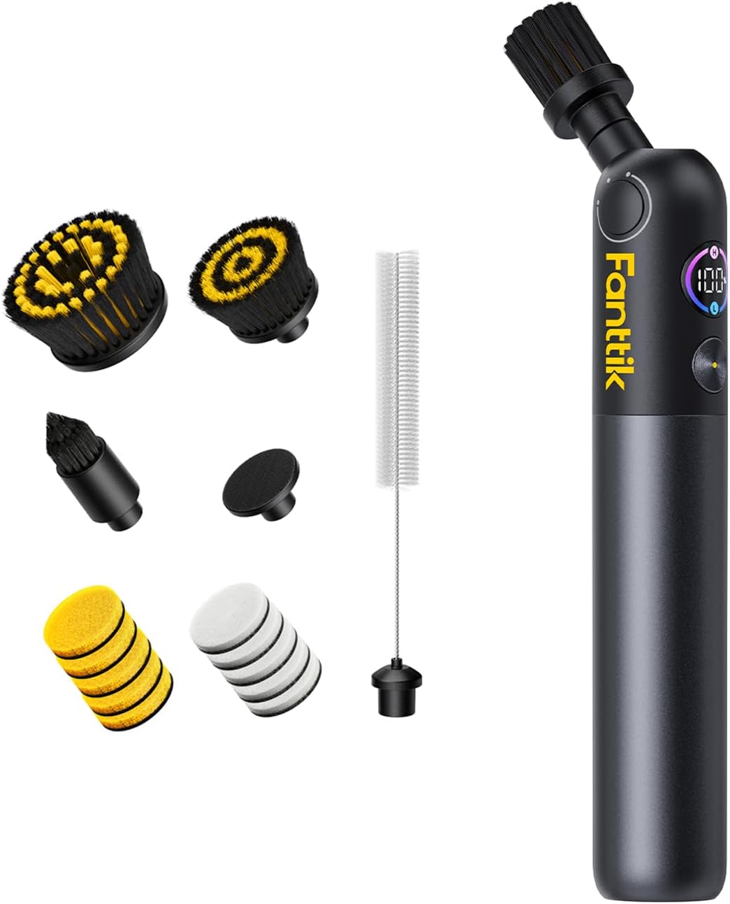Fanttik Flip G10 Nano HomeCare Cordless Electric Spin Scrubber, 360° High-Torque Rotation, 2-Speed & 3-Angle, IPX7 Waterproof Cleaning Brush with 15 Brush Heads for Grout, Tiles, Sinks, Crevices