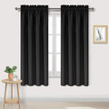 DWCN Blackout Curtains for Bedroom - Thermal Insulated Privacy Energy Saving Rod Pocket Drapes for Living Room, W 38 x L 72 Inch, Black, Set of 2