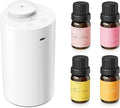 Airversa Waterless Essential Oil Diffuser Starter Kit with 4 x 10mL Fragrance Scent Oil, Battery Operated Mini Scent Air Machine Portable Diffuser for Home Car Office, AN6 White Kit01