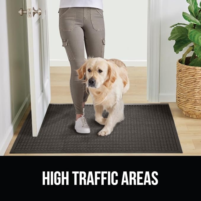 GORILLA GRIP Front Door Mat, Indoor Outdoor Ultra Absorbent HydroAbsorb Doormat, Absorbs Up to 1.7 Cups of Water, Stain and Fade Resistant, Rubber Backing Doormats, Captures Dirt, 29x17 Charcoal