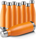 MEWAY 17oz Sport Water Bottle 8 Pack Vacuum Insulated Stainless Steel Leak-Proof Double Wall Cola Shape Water Bottle,Keep Drinks Hot & Cold (Orange,8 Pack)