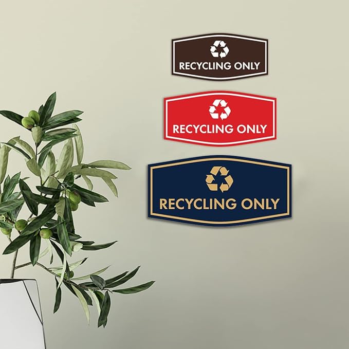 Fancy Recycling Only Sign (White/Red) - Medium
