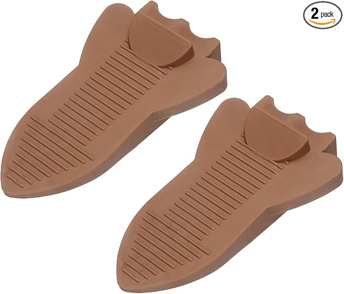 uxcell 2 Pcs Door Stoppers for Bottom of Door, Rubber Stackable Door Stopper Wedge Anti-Slip, 2.13 Inch, Coffee