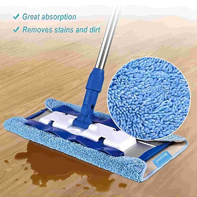 KEEPOW Microfiber Mop Cloth Refills Compatible with MR.SIGA Professional Microfiber Mop, 5 Pack Reusable Flat Mop Refills for Hardwood, Laminate, Tile Floor Cleaning