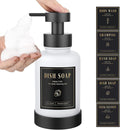 Luxspire Foaming Soap Dispenser, Glass Foam Pump Soap Dispenser, Non-Slip Hand Soap Container with 5 Waterproof Labels, 15 Oz Refillable Liquid Soap Holder for Bathroom & Kitchen, White, 1 Pack