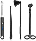 Lsnisni Candle Wick Cutter and Trimmer Set, Electric Lighter, Wick Dipper - Black, 4-Piece, Mom Birthday Gift