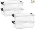 Superio Storage Bins with Lids- 4 Pack, 7.4 Qt Clear Boxes for Organizing, Stackable Plastic Containers- BPA Free, Non-Toxic, Odor Free, Organizer for Home, Office, Dorm