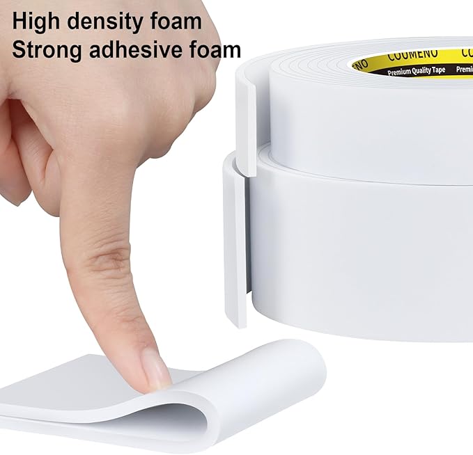 Single-Sided EVA Foam Tape, Single-Sided Sealing Strip Foam Pad Sponge Tape,Self-Adhesive Insulation Sealing Tape (White) 1inX16.4FT
