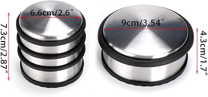 Sumnacon Heavy Duty Floor Door Stopper No Drill, Durability Stainless Steel Door Stops with Anti-Skid Rubber - Contemporary Decorative Safety Door Wedge for Home Office Commercial Industrial, Silver