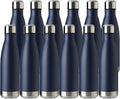 MEWAY 17oz Sport Water Bottle 12 Pack Vacuum Insulated Stainless Steel Leak-Proof Double Wall Cola Shape Water Bottle,Keep Drinks Hot & Cold (Navy,12 Pack)