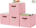 DECOMOMO Storage Baskets, 13x15x13 Storage Cube Bins with Labels for Organizing Shelves Kallax (Kallax / 4pcs, Pink)
