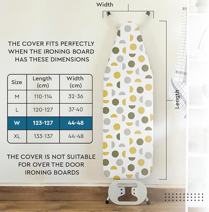 Encasa XO Ironing Board Cover and Pad 49"x18" - Thick 3mm Felt Padding, Drawstring Tightening & Lock, Easy Fit, Scorch & Stain Resistant, Fits Wide Ironing Board - Aztec