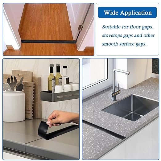 Floor Transition Strip Self Adhesive Floor Cover Strips Laminate 2" Wide Vinyl Flat Divider Transitions (5cm, 10Ft, Black)
