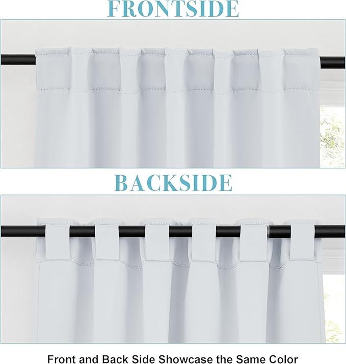 RYB HOME Room Darkening Kitchen Curtains 2 Panels Set,Thermal Insulated Small Window Treatment Heavy Duty Drapes Full Privacy Protection for Laundry Bedroom Bathroom, Greyish White, W42 x L63 inch