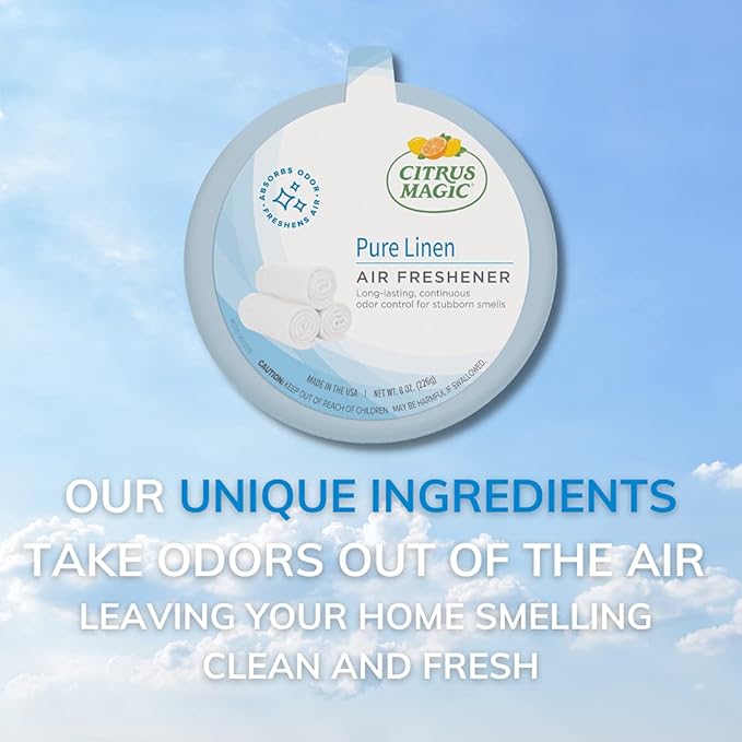 Citrus Magic Odor Absorbing Solid Air Freshener, Pure Linen, 8-Ounce, Pack of 1
