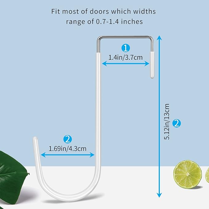 FYY Over the Door Hooks, 6 Pack Door Hangers Hooks with Rubber Prevent Scratches Heavy Duty Organizer Hooks for Living Room, Bathroom, Bedroom, Kitchen Hanging Clothes, Towels, Hats, Coats, Bags White