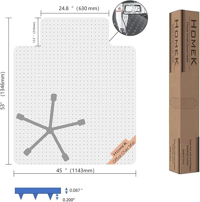Large Chair Mat for Carpet, Easy Glide Plastic Carpet Floor Protector Mat for Office Chairs for Work & Home