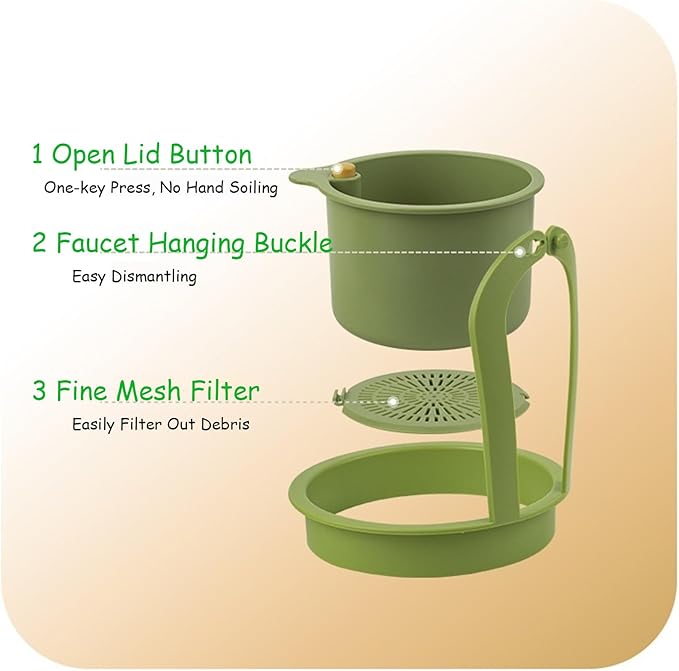 Sink Strainer Basket, Hanging Kitchen Sink Strainer Basket, Press to Dump, Easy Installation, Food Fruit & Vegetable Drainer Rack, Corner Waste Collector (White)