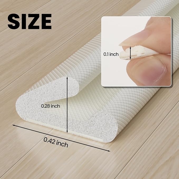 V Shape Foam Weather Stripping Door Frame Seal Strip 2Pcs×26FT White, Draft Stopper, Insulation Winter, Weatherstripping, Gap Sealing, Soundproofing, Self-Adhesive Used for Exterior Front Door Side