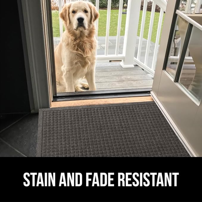 GORILLA GRIP Front Door Mat, Indoor Outdoor Ultra Absorbent HydroAbsorb Doormat, Absorbs Up to 1.7 Cups of Water, Stain and Fade Resistant, Rubber Backing Doormats, Captures Dirt, 29x17 Charcoal