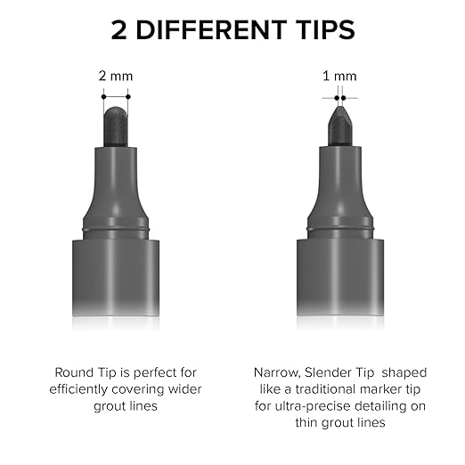 X-Protector Water Based Grout Marker - 2 PCS with 8 Tips, Light Grey
