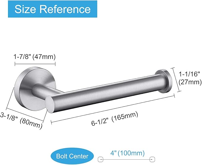 TASTOS Toilet Paper Holder SUS304 Stainless Steel Round Size Brushed Nickel 2 Pack