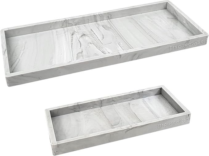 Countertop and Vanity Tray - 2 PC (11” and 7”) Shatterproof Silicone Kitchen and Bathroom Trays for Counter, Kitchen Soap Dispenser Tray, Vanity Trays for Bathroom, Perfume Key Tray