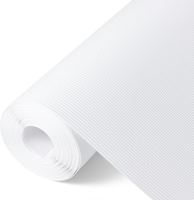Shelf Liners for Kitchen Cabinets Drawer Liner Non Adhesive Cupboard Mat EVA Material Waterproof Refrigerator Mats Washable Fridge Liner for Cupboard and Desks Liner White 11.8 x 59 Inches