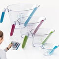 KPKitchen 4-Piece Angled Liquid Measuring Cups Plastic Set - BPA-Free Mini Oz, 1, 2 and 4 Plastic Measuring Cup Sizes - Measuring Cups For Liquids with ML & Cups Measures - Small & Large Measure Cup