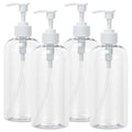 Yebeauty Plastic Pump Bottle, 4 Pack 17oz/500ml Stylish Shampoo Bottles Refillable Hand Soap Dish Soap Dispenser with Press for Massage Oil, Liquid Hand, Clear