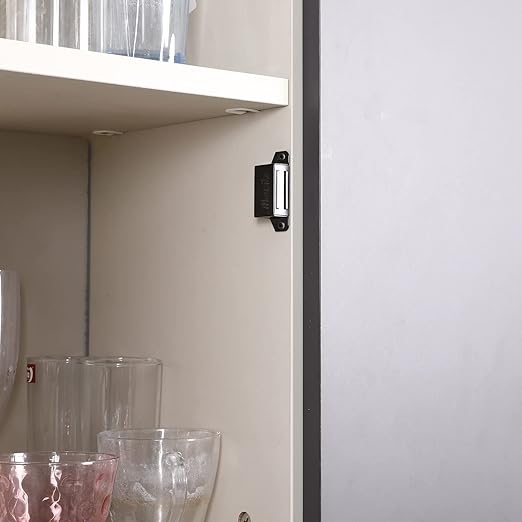 Mousike Cabinet Magnets Magnetic Door Catch Stainless Steel Door Magnet for Kitchen Bathroom Cupboard Wardrobe Closet Closures Cabinet Door Drawer Latch 20 lbs (Black 16Pack)